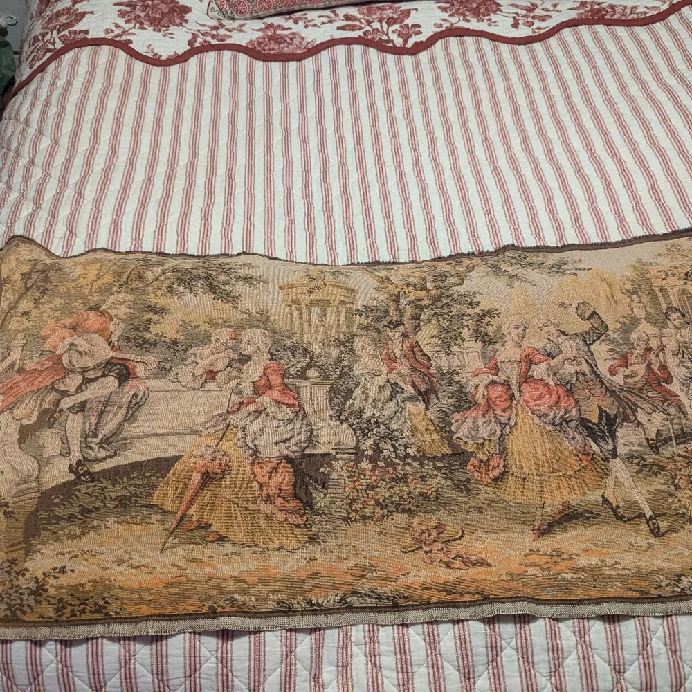 Vintage French tapestry style wall hanging 53” x 17” Victorian style
